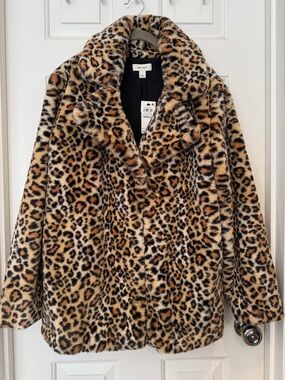 ON 3rd Leopard Print Teddy Coat in Brown